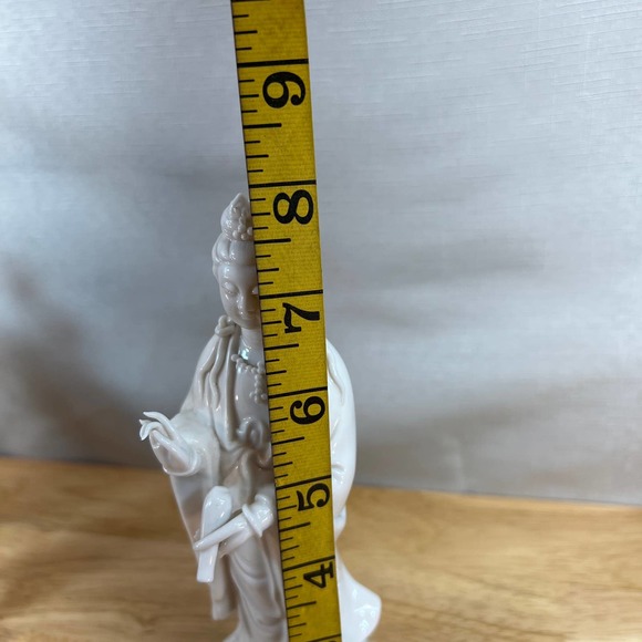 Antique Chinese Blanc de Chine‎ White Porcelain Guan Yin Statue Figurine 8” - Picture 9 of 9